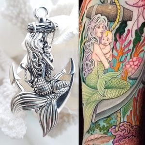 Mermaid and baby necklace